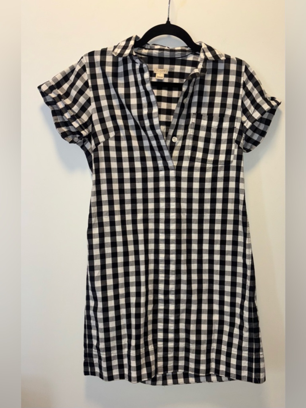 J. Crew B&W Buffalo Plaid Shirt Dress - Picture 3 of 14